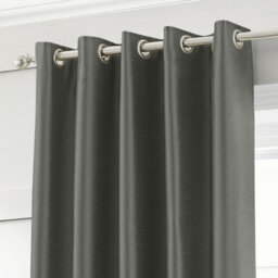 Intimates Faux Silk Eyelet Curtains - Charcoal