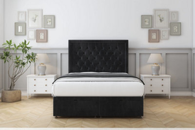 "Sloomy Montana Black Naples Ottoman Bed With Mattress With 54"" Floor Standing Headboard 3' Single" - image 1