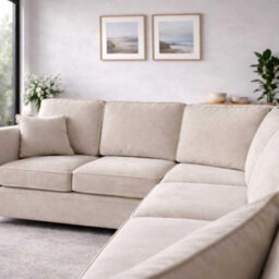 Furnishings For Less UK Ascot 5 Seater Corner Sofa Chenille Fabric Beige - thumbnail 4