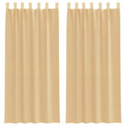 Berkfield Voile Curtains With Loops 2 Pcs Sand 140X245 Cm - thumbnail 2