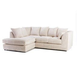 Furnishings For Less UK Luxor Jumbo Cord 4 Seater Corner Sofa Cream Left Hand Facing - thumbnail 1