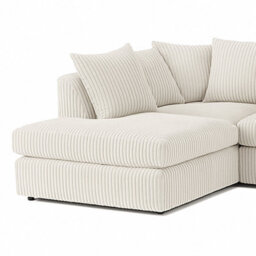 Furnishings For Less UK Luxor Jumbo Cord 4 Seater Corner Sofa Cream Left Hand Facing - thumbnail 2