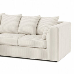 Furnishings For Less UK Luxor Jumbo Cord 4 Seater Corner Sofa Cream Left Hand Facing - thumbnail 3