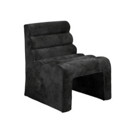 Wyld Haus Midleton Retro Upholstered Black Chenille Ribbed Dining Chair - thumbnail 3