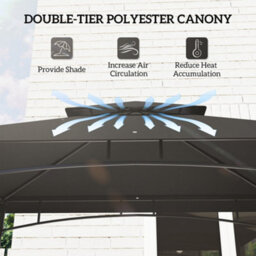 Outsunny 8' X 5' Grill Gazebo Canopy With 2 Side Shelves, Hook, Dark Grey - thumbnail 4