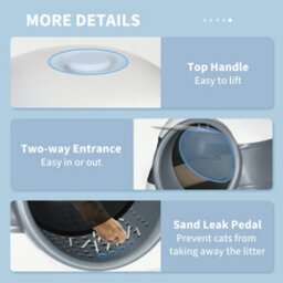 Pawhut Foldable Cat Litter Tray Hooded Cat Litter Box W/ High Side, White - thumbnail 8