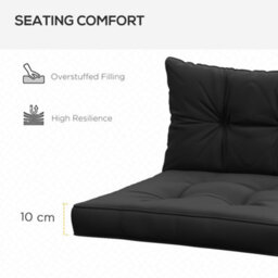 Outsunny 4Pc Outdoor Seat Cushion For Patio Furniture, Black - thumbnail 4