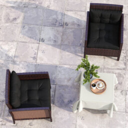 Outsunny 4Pc Outdoor Seat Cushion For Patio Furniture, Black - thumbnail 5