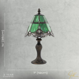 Happy Homewares Quirky And Petite Green Stained Glass Tiffany Lamp With Clear Beads - thumbnail 7
