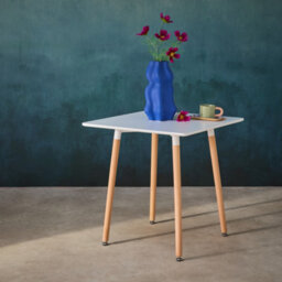 Sweeek - Scandinavian Square Dining Table Wood 2 Seats Hedvig White 70X70X73 Cm - thumbnail 3