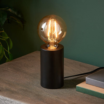 Harbour Studio Reno Cylinder Matt Black Table Lamp Base - image 1
