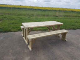 Arbor Garden Solutions Picnic Bench And Table Set, Aspen Rounded Wooden Patio Furniture (8Ft, Natural Finish) - thumbnail 8