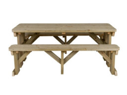 Arbor Garden Solutions Picnic Bench And Table Set, Aspen Rounded Wooden Patio Furniture (8Ft, Natural Finish) - thumbnail 4
