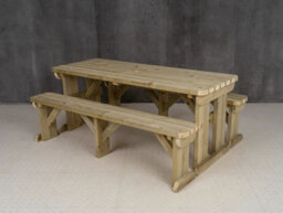 Arbor Garden Solutions Picnic Bench And Table Set, Aspen Rounded Wooden Patio Furniture (8Ft, Natural Finish) - thumbnail 3
