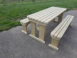 Arbor Garden Solutions Picnic Bench And Table Set, Aspen Rounded Wooden Patio Furniture (8Ft, Natural Finish) - thumbnail 5