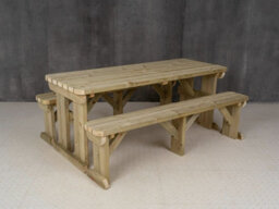 Arbor Garden Solutions Picnic Bench And Table Set, Aspen Rounded Wooden Patio Furniture (8Ft, Natural Finish) - thumbnail 2