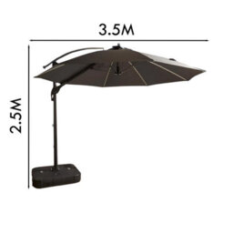 FWSTYLE 3.5X3.5M Garden Parasol Standing Dark Grey Cantilever Square Base Weather Resistant - thumbnail 8