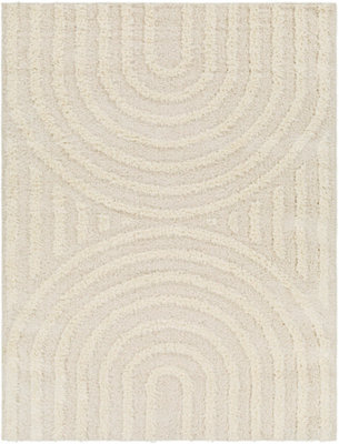 Livabliss Rodos-Modern Beige White Soft Plush Pile Living Bedroom Rug 200 X 275 Cm Easy Care, Non Shedding - image 1