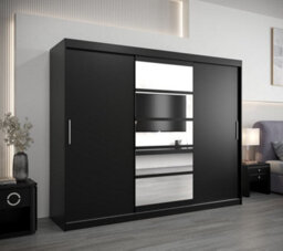 Arte Sleek Black Roma I Sliding Door Wardrobe W2500mm H2000mm D620mm Mirrored Contemporary Storage Solution - thumbnail 2
