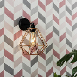 Valuelights Cambourne Industrial Satin Black Pipework Single Wall Light With Copper Metal Cage Light Shade - thumbnail 4