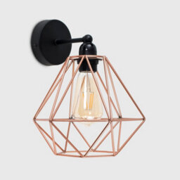 Valuelights Cambourne Industrial Satin Black Pipework Single Wall Light With Copper Metal Cage Light Shade - thumbnail 3