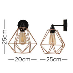 Valuelights Cambourne Industrial Satin Black Pipework Single Wall Light With Copper Metal Cage Light Shade - thumbnail 6