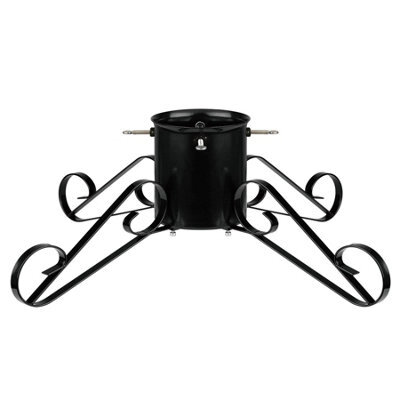 Holly International Traditional Metal Scroll Leg Christmas Tree Stand Black Large For Real Trees Up To 3M - image 1