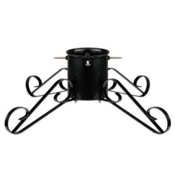 Holly International Traditional Metal Scroll Leg Christmas Tree Stand Black Large For Real Trees Up To 3M