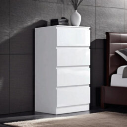 White Gloss Handleless 4 Drawer Chest Scandinavian Bedroom Storage - thumbnail 3