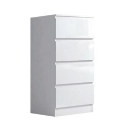 White Gloss Handleless 4 Drawer Chest Scandinavian Bedroom Storage - thumbnail 1