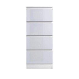 White Gloss Handleless 4 Drawer Chest Scandinavian Bedroom Storage - thumbnail 4