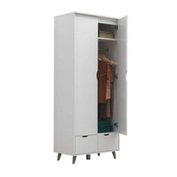 Timber Art Design Pulford 2 Door Double Wardrobe In White  Bedroom Furniture Storage Cupboard - thumbnail 4