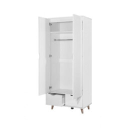Timber Art Design Pulford 2 Door Double Wardrobe In White  Bedroom Furniture Storage Cupboard - thumbnail 3