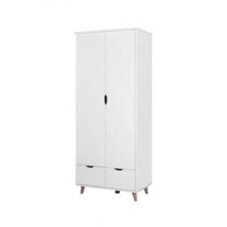 Timber Art Design Pulford 2 Door Double Wardrobe In White  Bedroom Furniture Storage Cupboard - thumbnail 2
