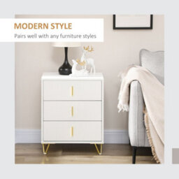 Wyld Haus Tempette White And Gold-Tone 3-Drawer Ribbed Chest, 50W X 40D X 63H Cm - thumbnail 5