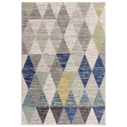The Rug Edit Grey Blue Modern Muse Harlequin Diamond Geometric Rug - thumbnail 2