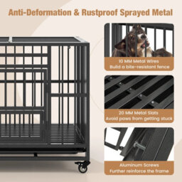 Costway Metal Folding Dog Crate Cage Dog Kennel Playpen W/ 3 Lockable Doors 94 X 58 X 77 Cm - thumbnail 5