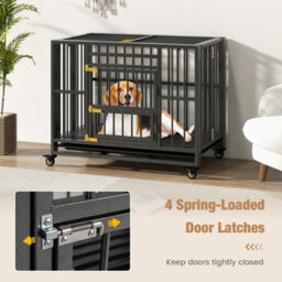 Costway Metal Folding Dog Crate Cage Dog Kennel Playpen W/ 3 Lockable Doors 94 X 58 X 77 Cm - thumbnail 4