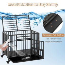 Costway Metal Folding Dog Crate Cage Dog Kennel Playpen W/ 3 Lockable Doors 94 X 58 X 77 Cm - thumbnail 6