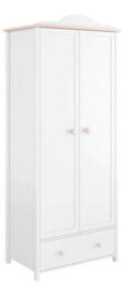 Arte Chic White Matt & Pink Two-Door Wardrobe With Drawer And Hanging Rail (H)1960mm (W)850mm (D)520mm - Elegant Bedroom Storage - thumbnail 1