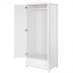 Arte Chic White Matt & Pink Two-Door Wardrobe With Drawer And Hanging Rail (H)1960mm (W)850mm (D)520mm - Elegant Bedroom Storage - thumbnail 2