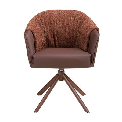 Angel Cerda Swivel Chair In Copper Brown Leatherette And Mottled Brown Fabric - image 1