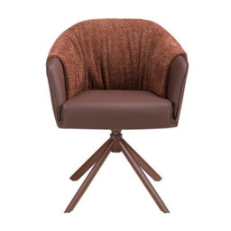Angel Cerda Swivel Chair In Copper Brown Leatherette And Mottled Brown Fabric