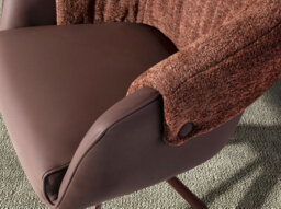 Angel Cerda Swivel Chair In Copper Brown Leatherette And Mottled Brown Fabric - thumbnail 5