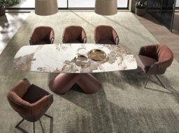 Angel Cerda Swivel Chair In Copper Brown Leatherette And Mottled Brown Fabric - thumbnail 7