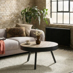 Beliani Mango Wood Coffee Table With Tripod Iron Base And Raised Edge, 74Cm. - thumbnail 2