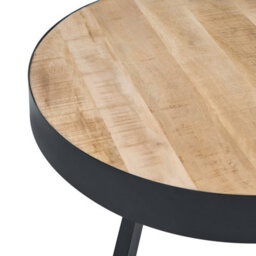 Beliani Mango Wood Coffee Table With Tripod Iron Base And Raised Edge, 74Cm. - thumbnail 3