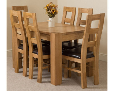 That's Furniture Kuba 125 X 80 Cm Chunky Oak Small Dining Table And 6 Chairs Dining Set With Yale Chairs - image 1