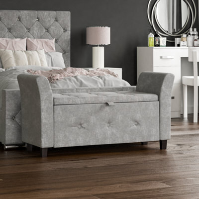 Lassic Vida Designs Seville Storage Ottoman Crushed Velvet Silver Storage Bench Chest Bedroom Living Room  - image 1