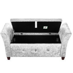 Lassic Vida Designs Seville Storage Ottoman Crushed Velvet Silver Storage Bench Chest Bedroom Living Room  - thumbnail 9